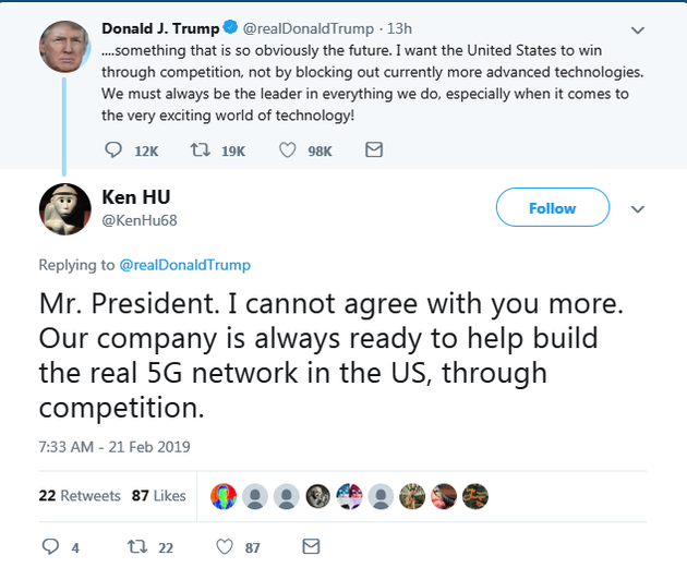 胡厚崑转发特朗普推文