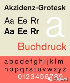 Akzidenz-Grotesk 设计于1896年，被认为是“瑞士体”的代表。