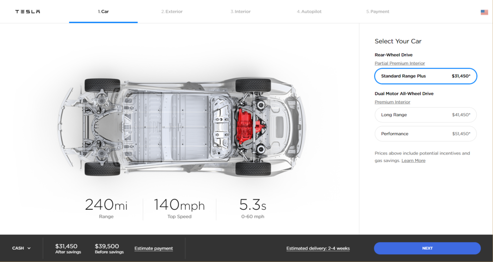 （Model3预订页面已经变回标准加强版起步）