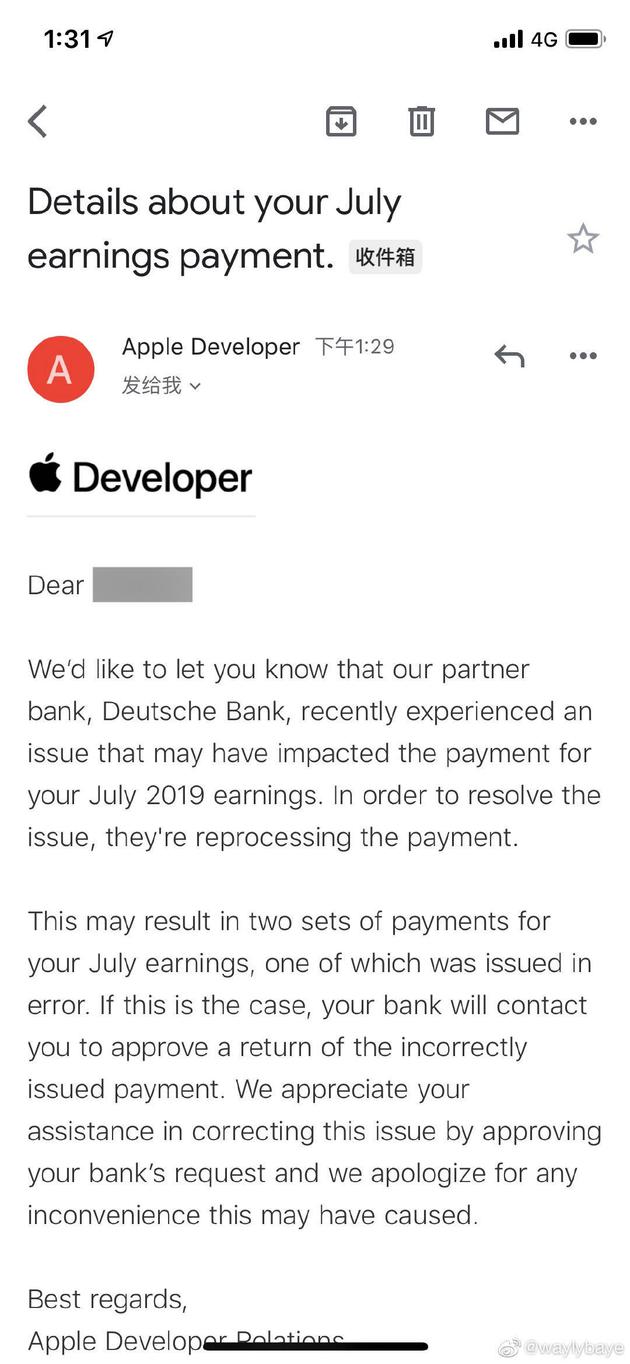 苹果错用美元结算后续：银行出错，希望开发者退汇