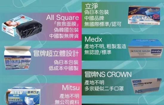 仿冒国外品牌口罩更加猖獗（图片来源微博@霹雳猪）